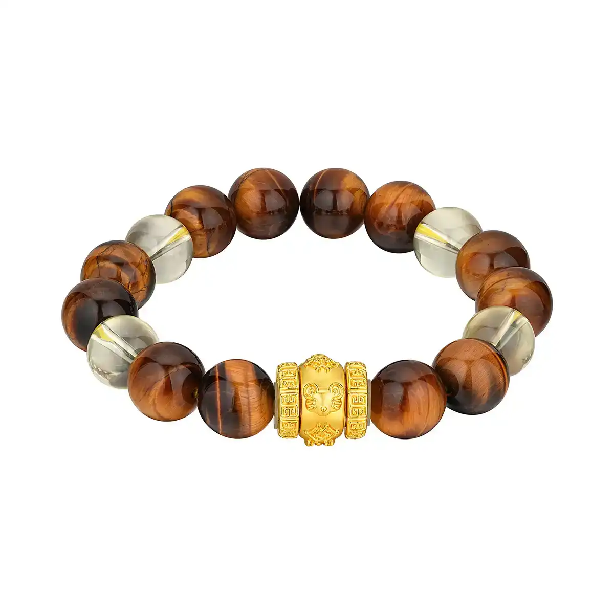 六福珠寶黃金手鏈 - "合樂生福-鼠、龍、猴"999足金生肖水晶手鏈