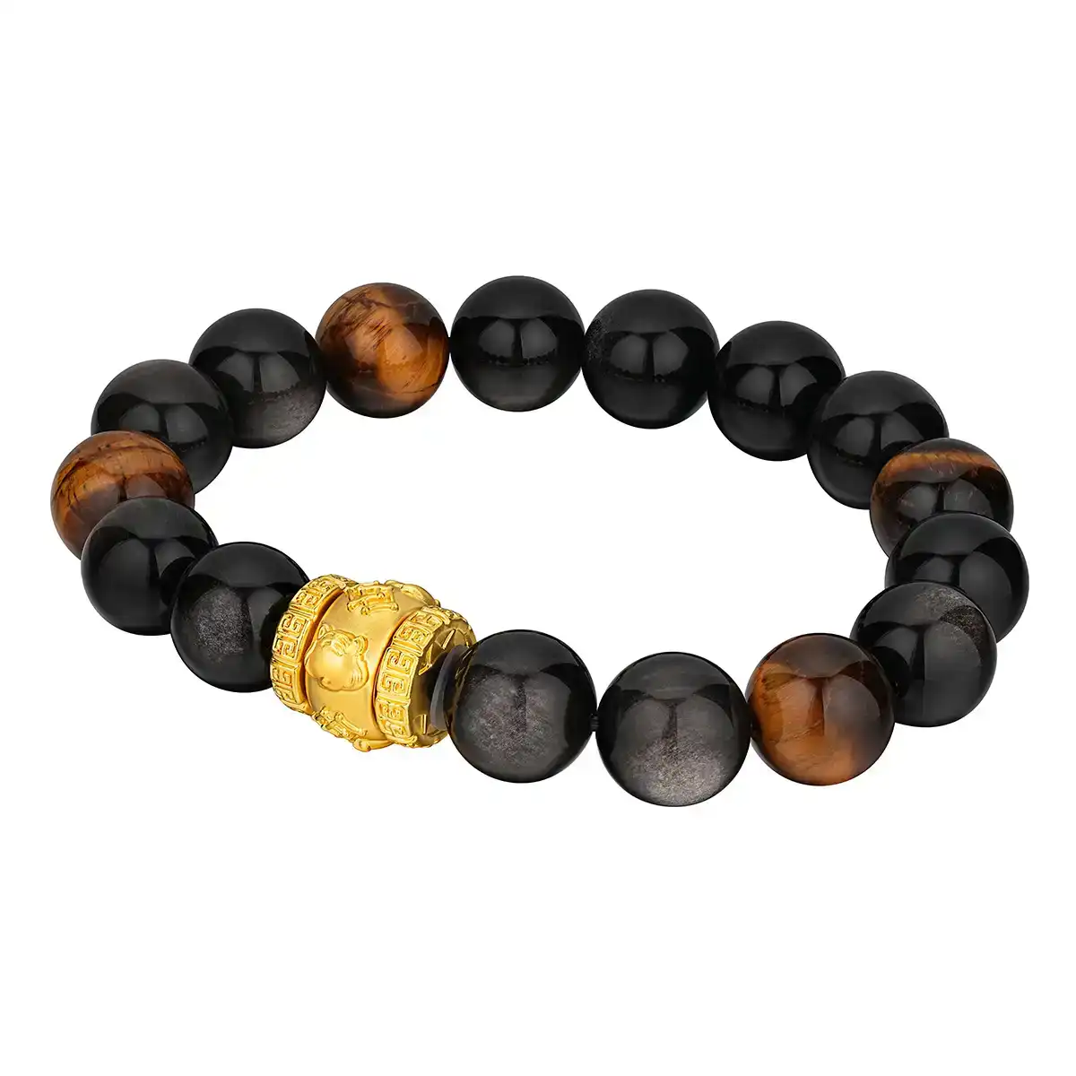 六福珠寶黃金手鏈 - "合樂生福-虎、馬、狗"999足金生肖水晶手鏈