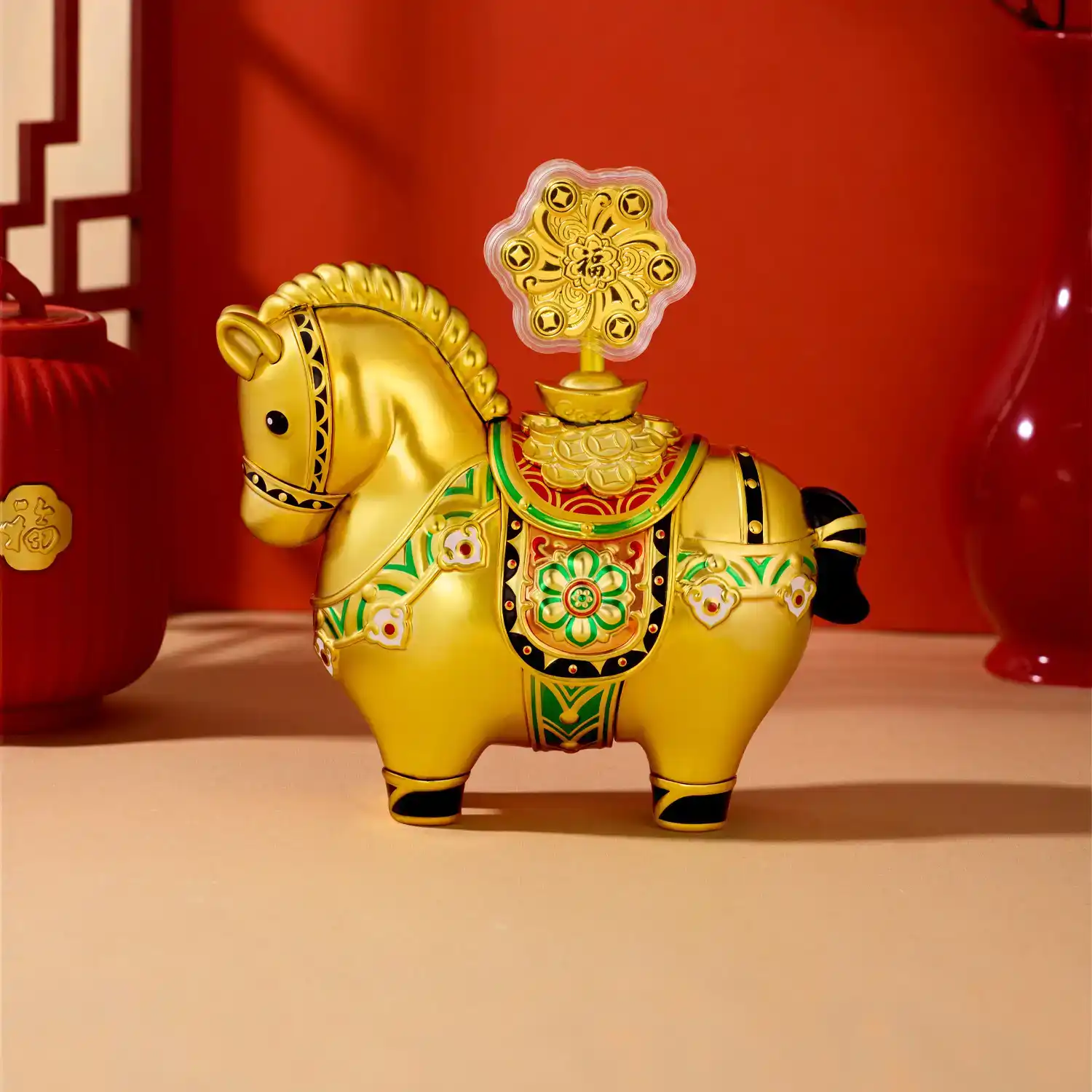 六福珠寶黃金工藝品 - “運轉墩墩馬”999.9黃金工藝品