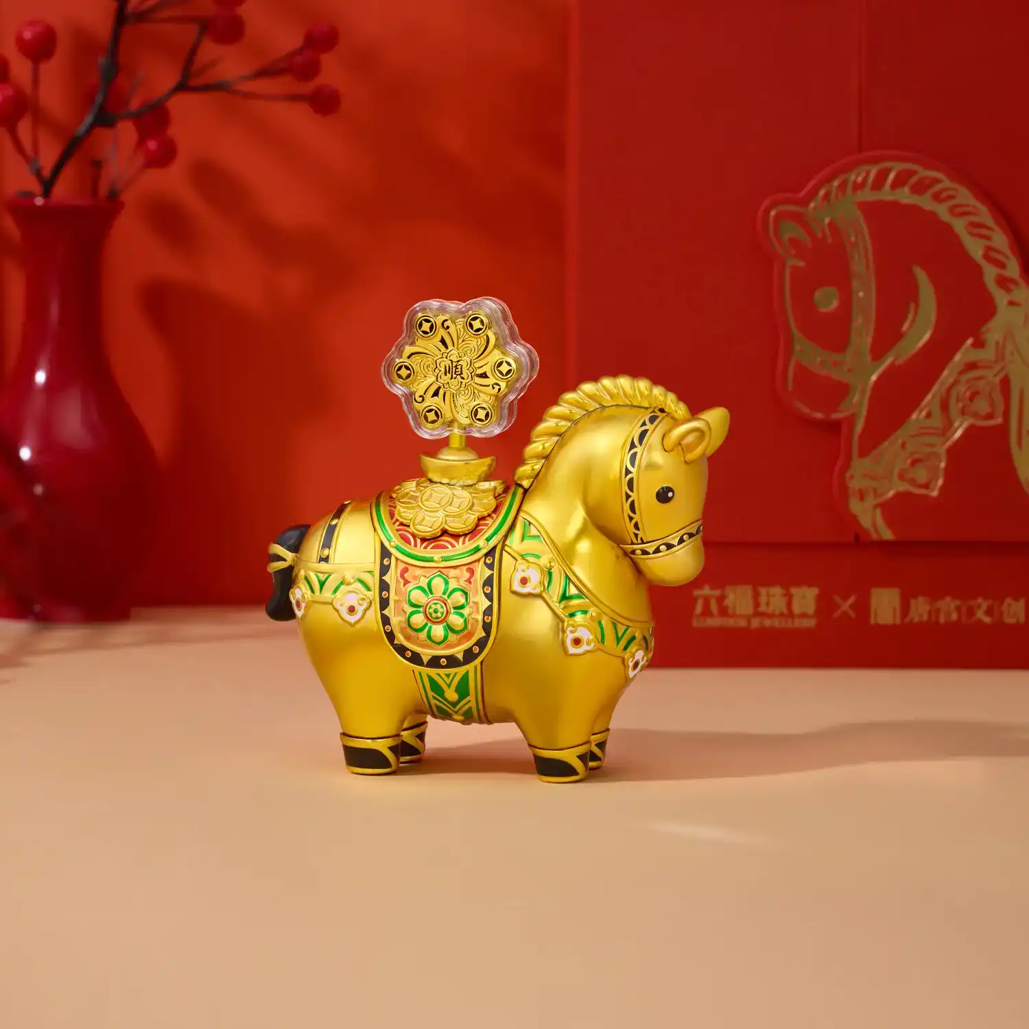 六福珠寶黃金工藝品 - “運轉墩墩馬”999.9黃金工藝品