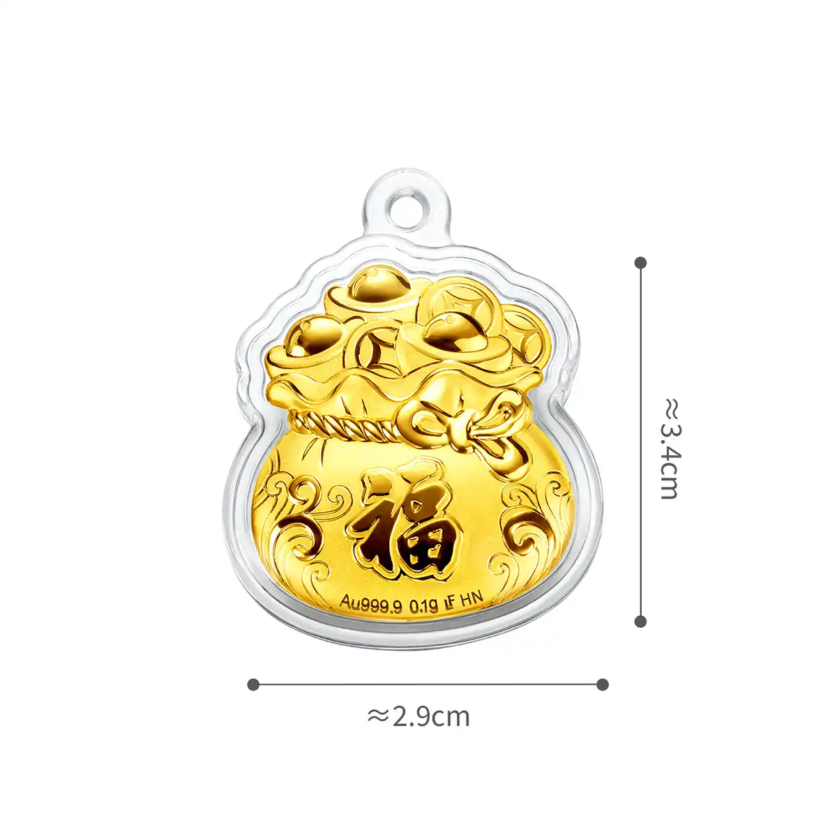 六福珠寶黃金工藝品 - “福氣墩墩馬”999.9黃金工藝品掛飾