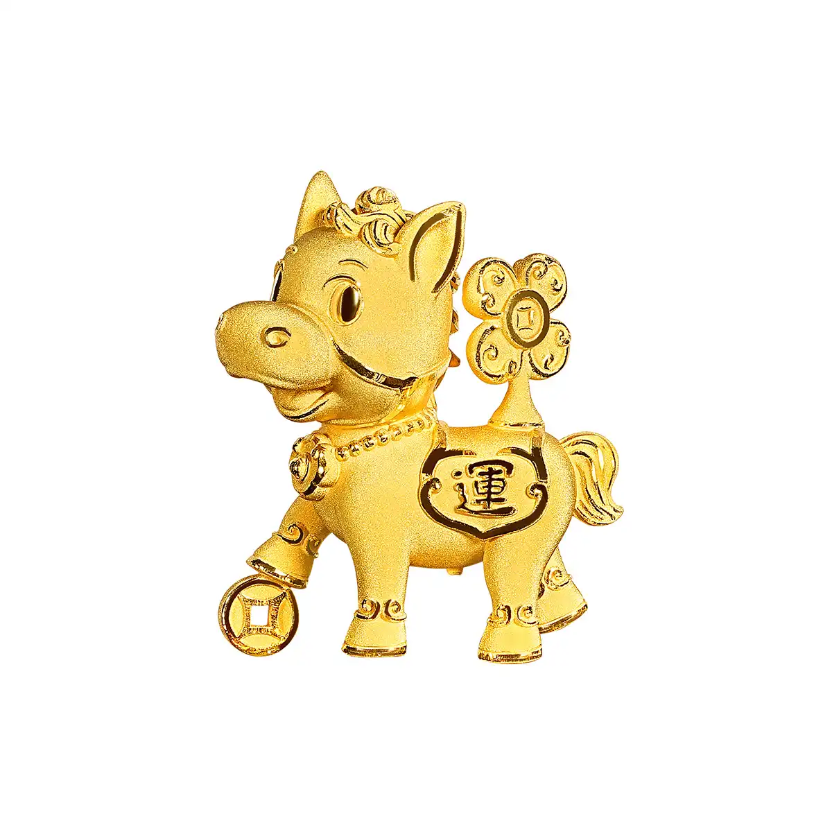 六福珠寶黃金擺件 - “承運金馬”999足金擺件