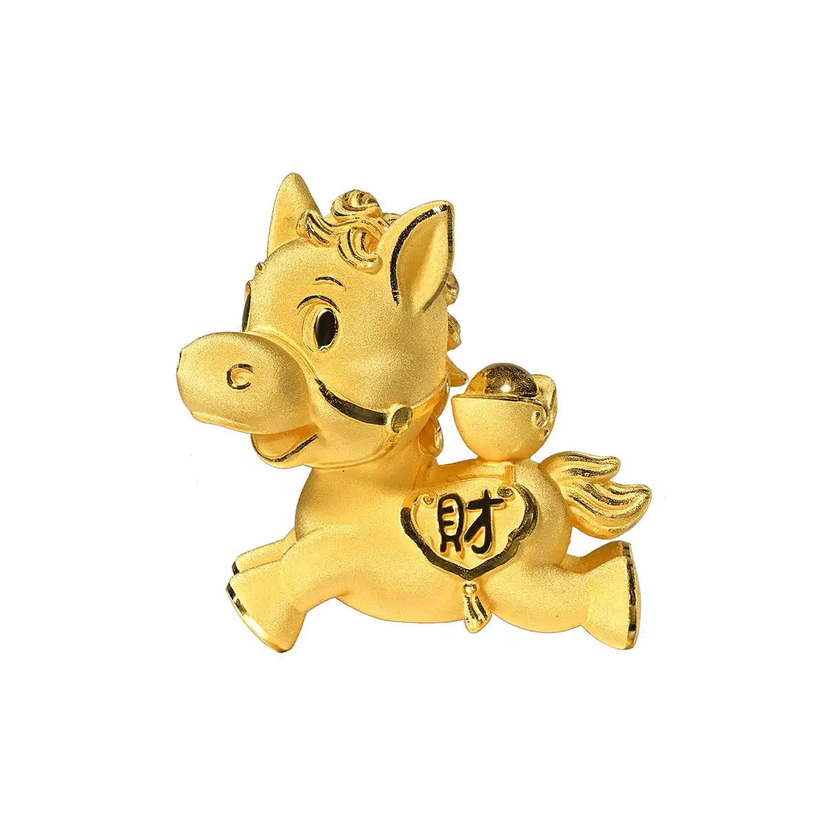 六福珠寶黃金擺件 - "財富金馬"999足金擺件