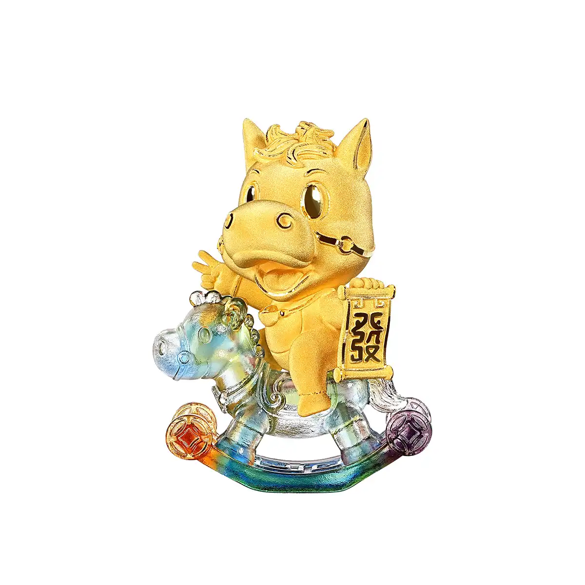 六福珠寶黃金擺件 - “馬上發財”999足金擺件