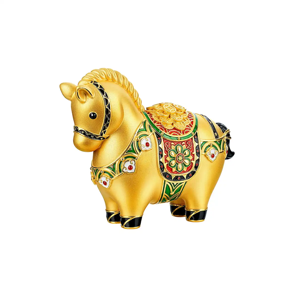 六福珠寶黃金擺件 - "運財墩墩馬"999足金擺件
