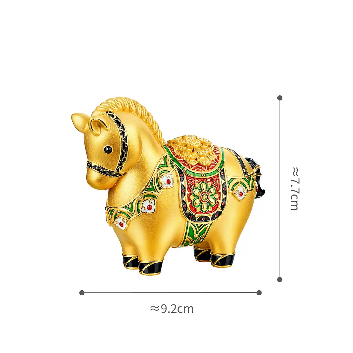 六福珠寶黃金擺件 - "運財墩墩馬"999足金擺件