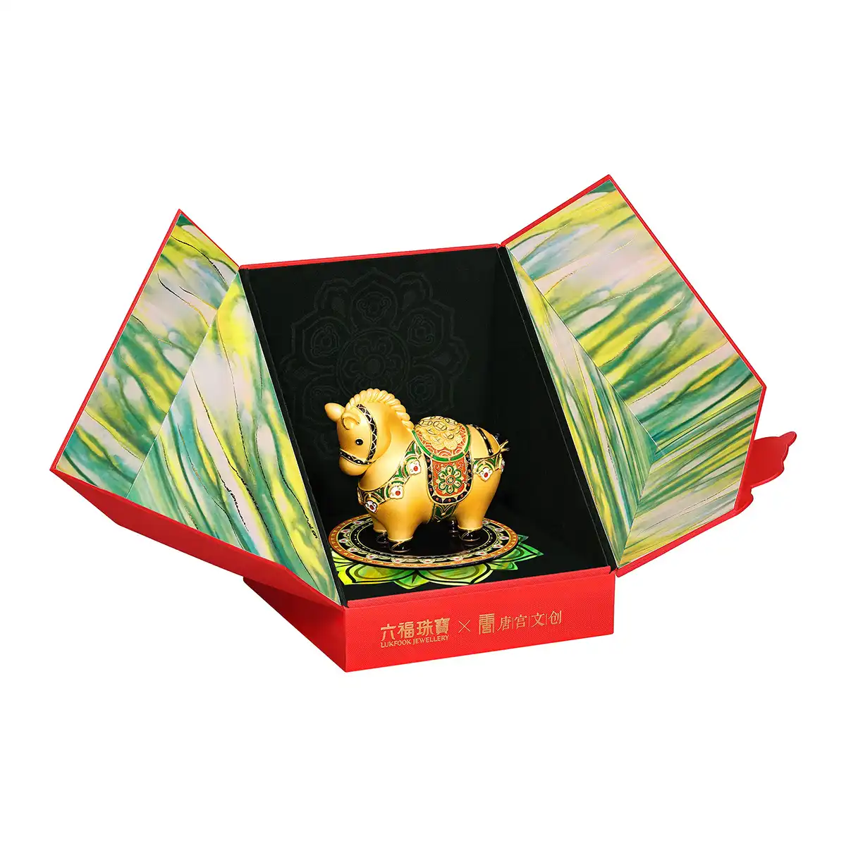 六福珠寶黃金擺件 - "運財墩墩馬"999足金擺件