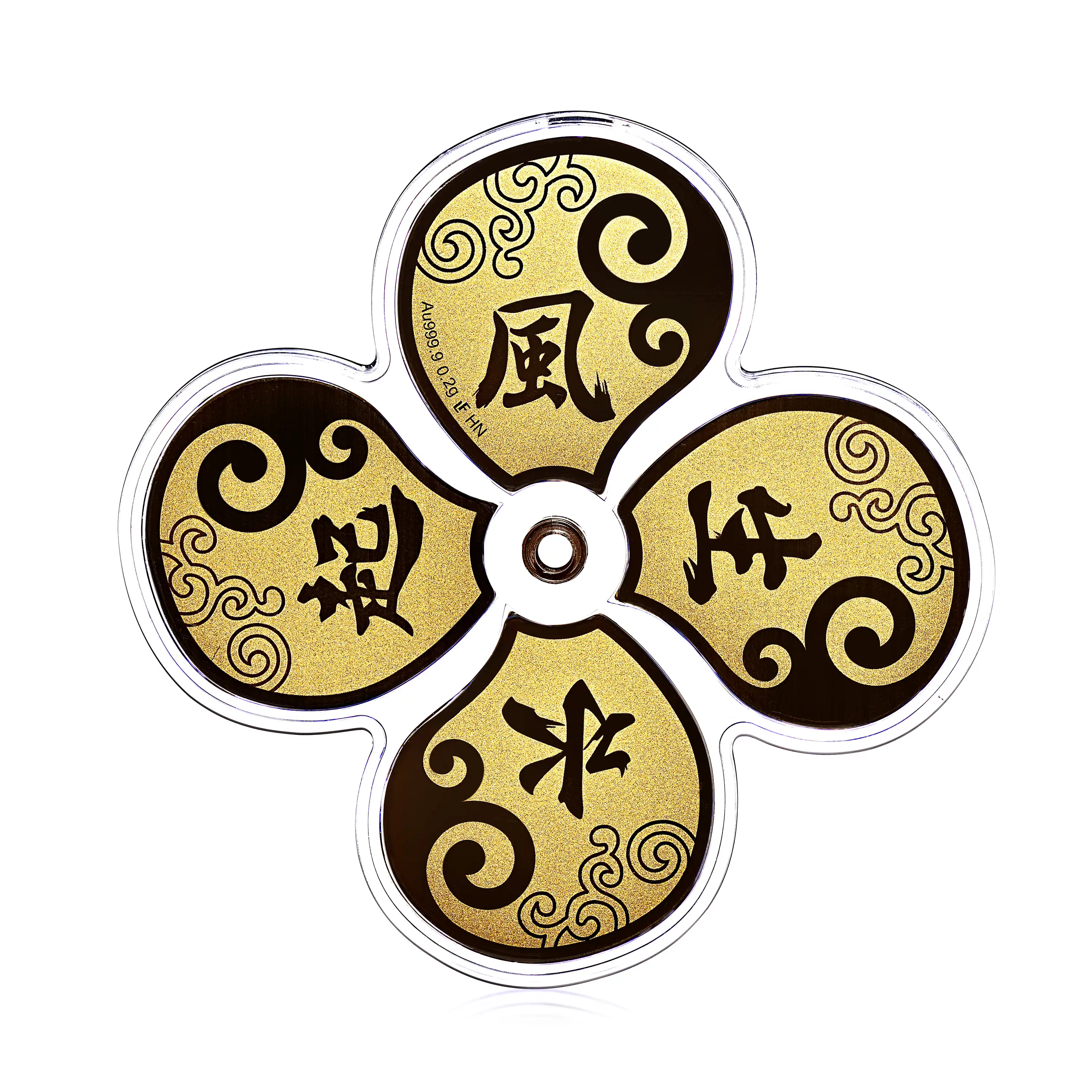 六福珠寶黃金工藝品 - "風生水起"手動式999.9黃金風車工藝品