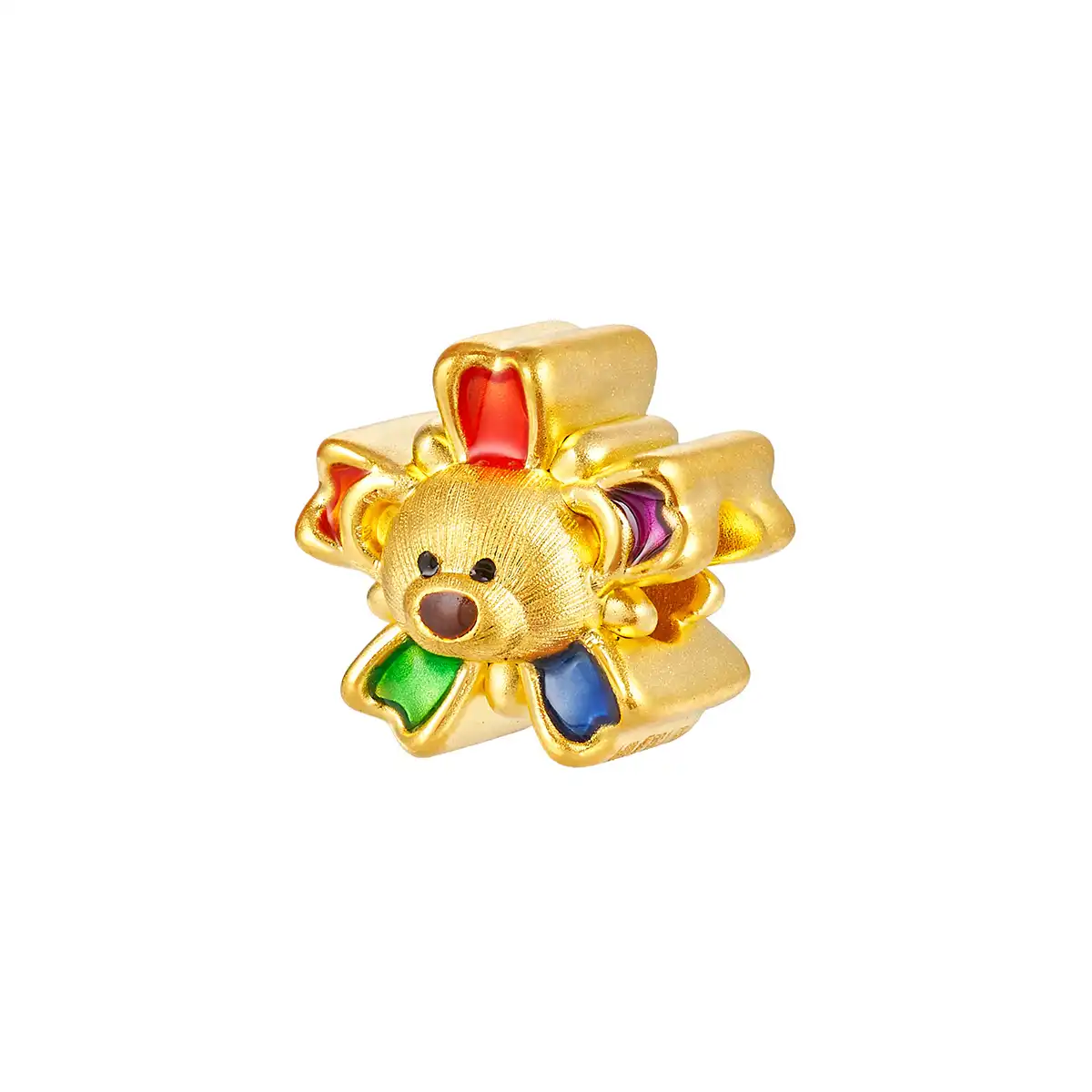 六福珠寶黃金串飾 - “太陽花萌熊”999足金鎏彩串飾