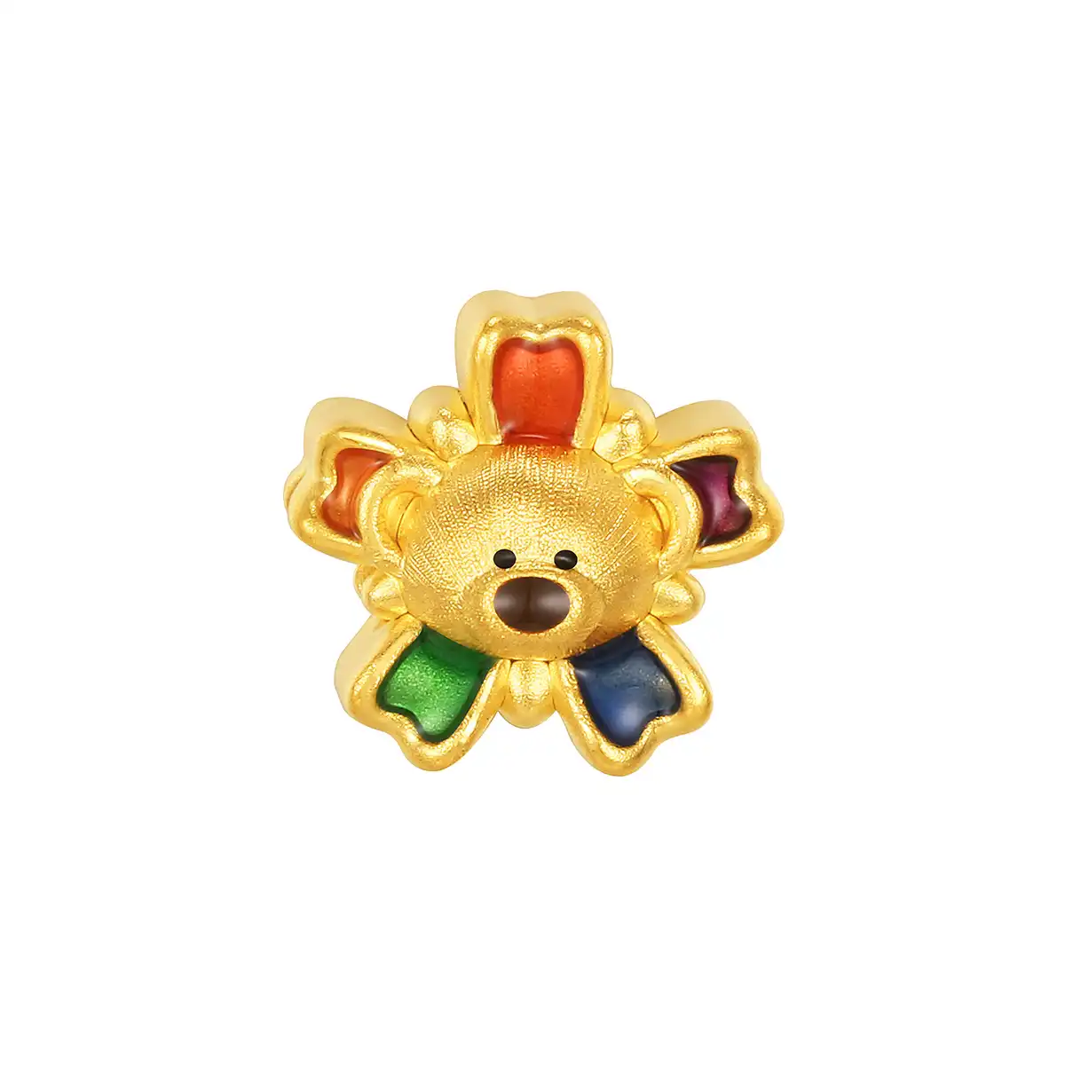 六福珠寶黃金串飾 - “太陽花萌熊”999足金鎏彩串飾