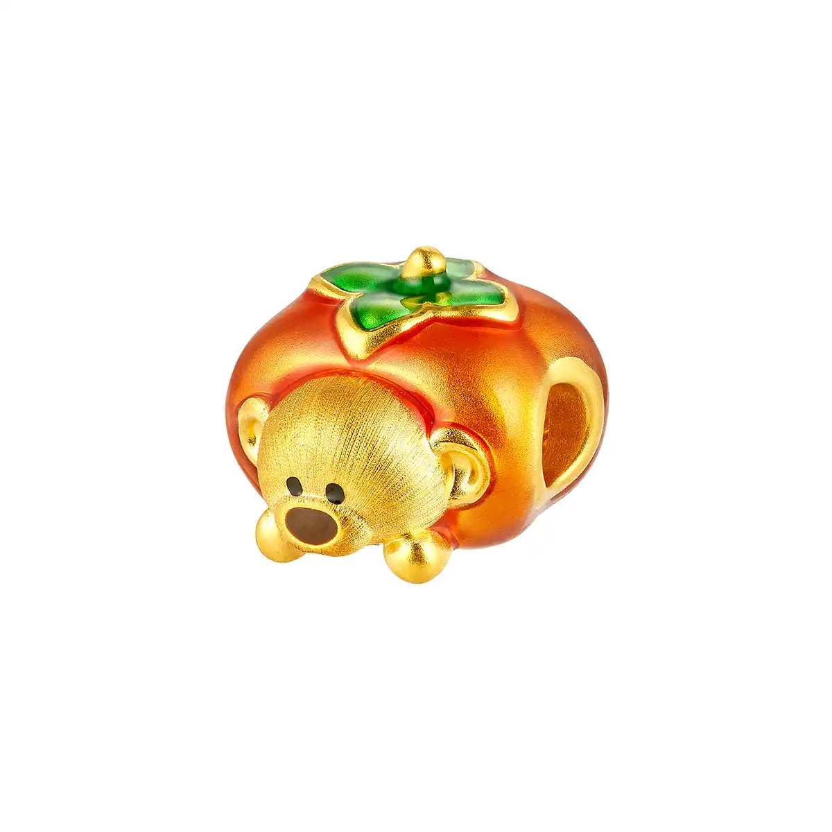 六福珠寶黃金串飾 - “柿萌熊”999足金鎏彩串飾