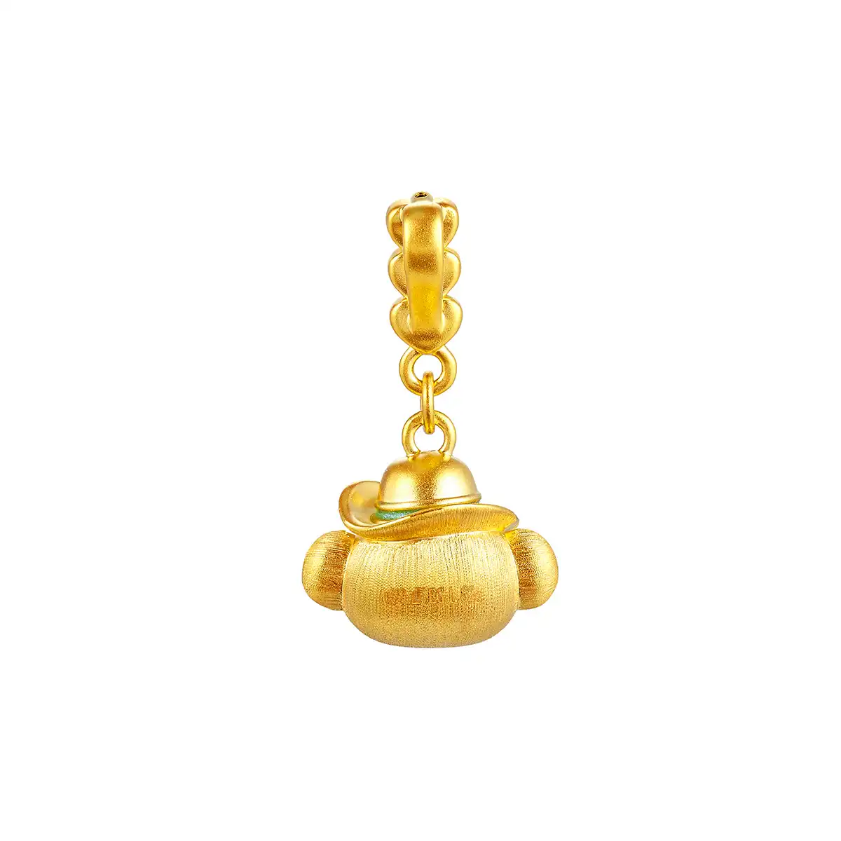 六福珠寶黃金吊墜 - “牛仔萌熊”999足金鎏彩吊墜