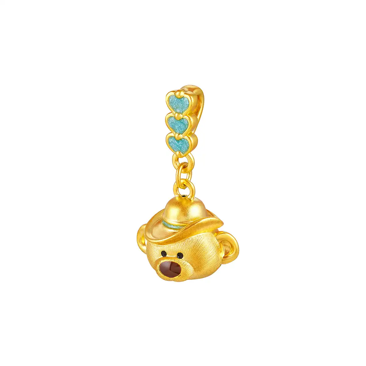 六福珠寶黃金吊墜 - “牛仔萌熊”999足金鎏彩吊墜