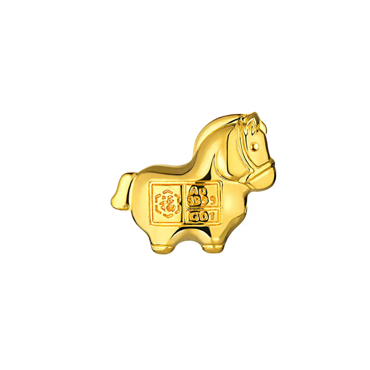 六福珠寶黃金金豆子 - "金馬"999.9黃金小馬(3克)–附送木塞玻璃瓶