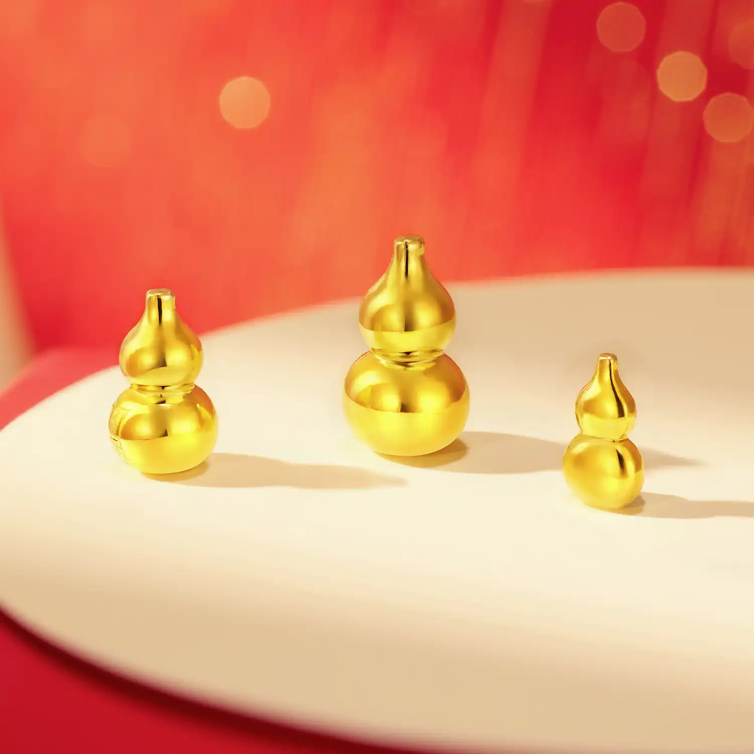 六福珠寶黃金金豆子 - "金葫蘆"999.9黃金金葫蘆(3克)–附送可愛貓瓶