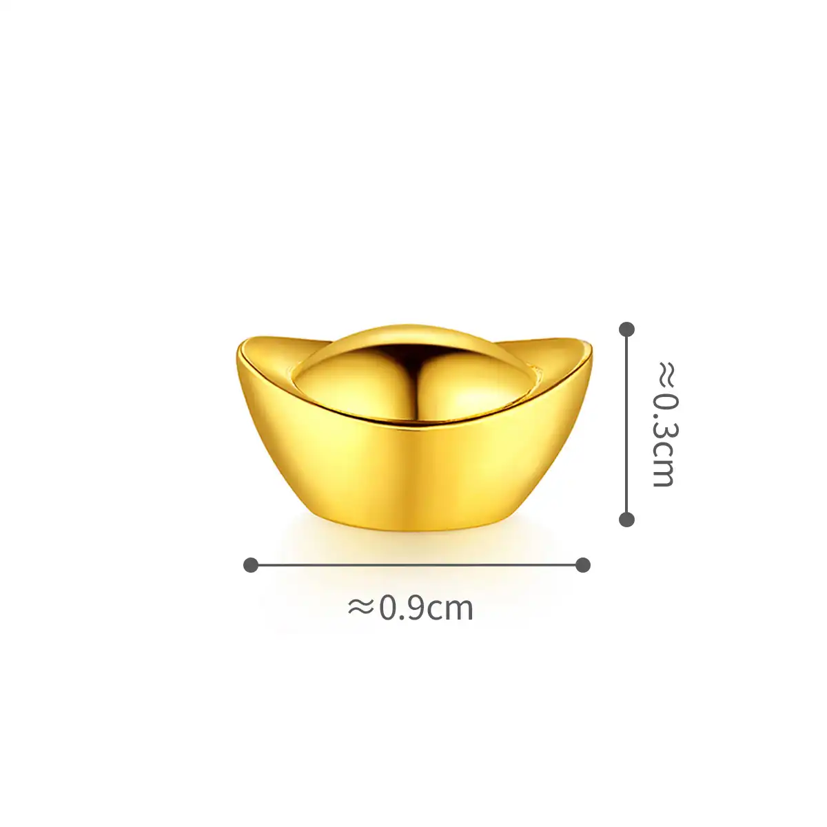 六福珠寶黃金金豆子 - "金元寶"999.9黃金金元寶(3克)–附送可愛貓瓶
