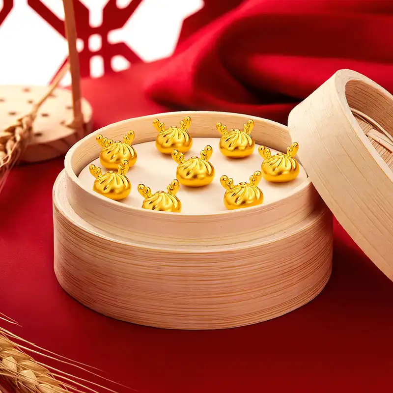 六福珠寶黃金金豆子 - "金小龍包"999足金小龍包套裝(2粒)–附送木塞玻璃瓶