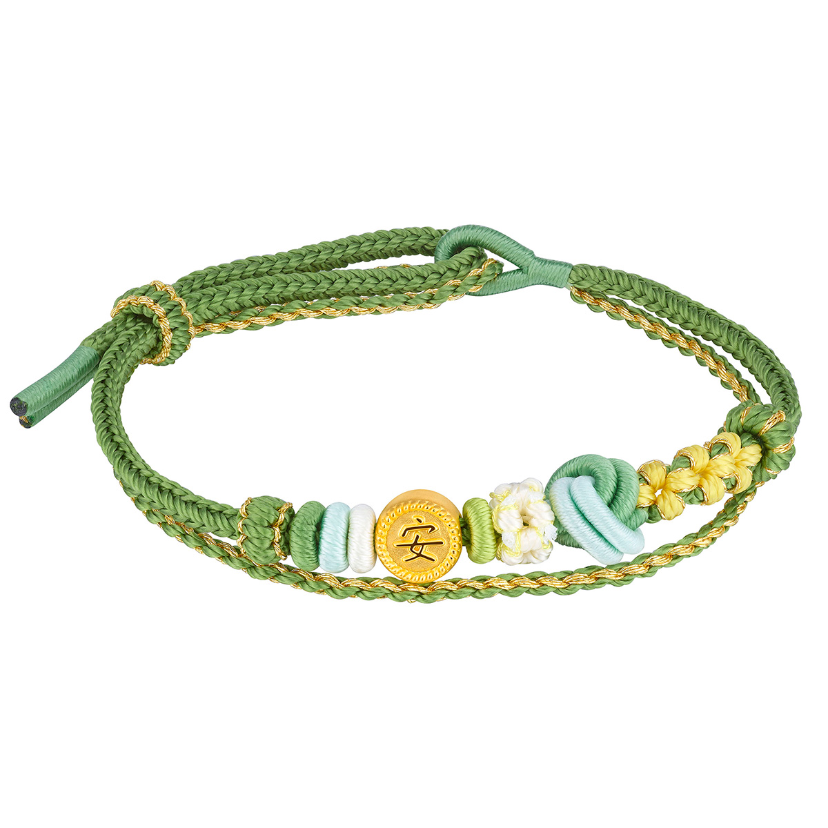 $t('六福珠寶')黃金串飾 - “安”999足金串飾連手繩