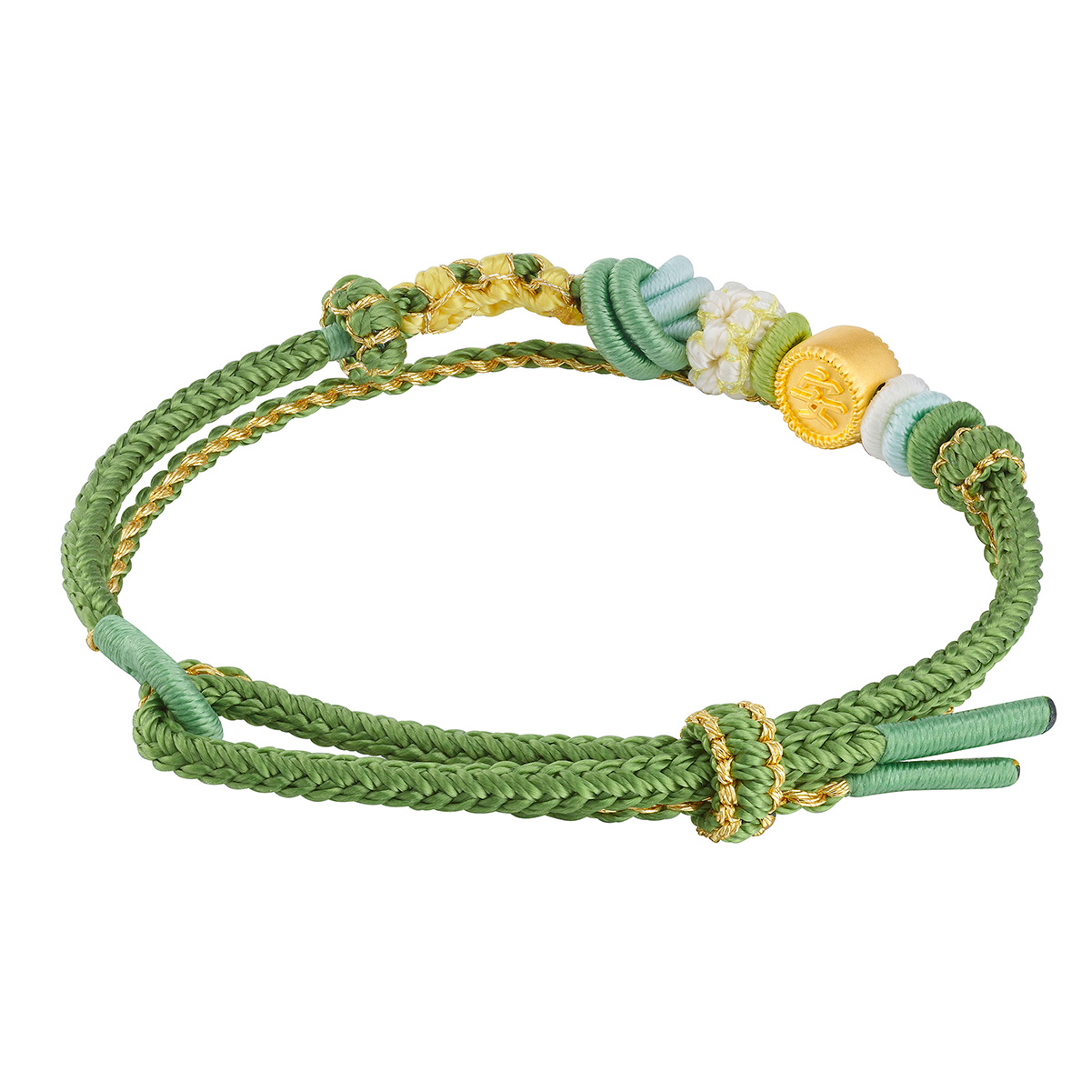 六福珠寶黃金串飾 - “安”999足金串飾連手繩