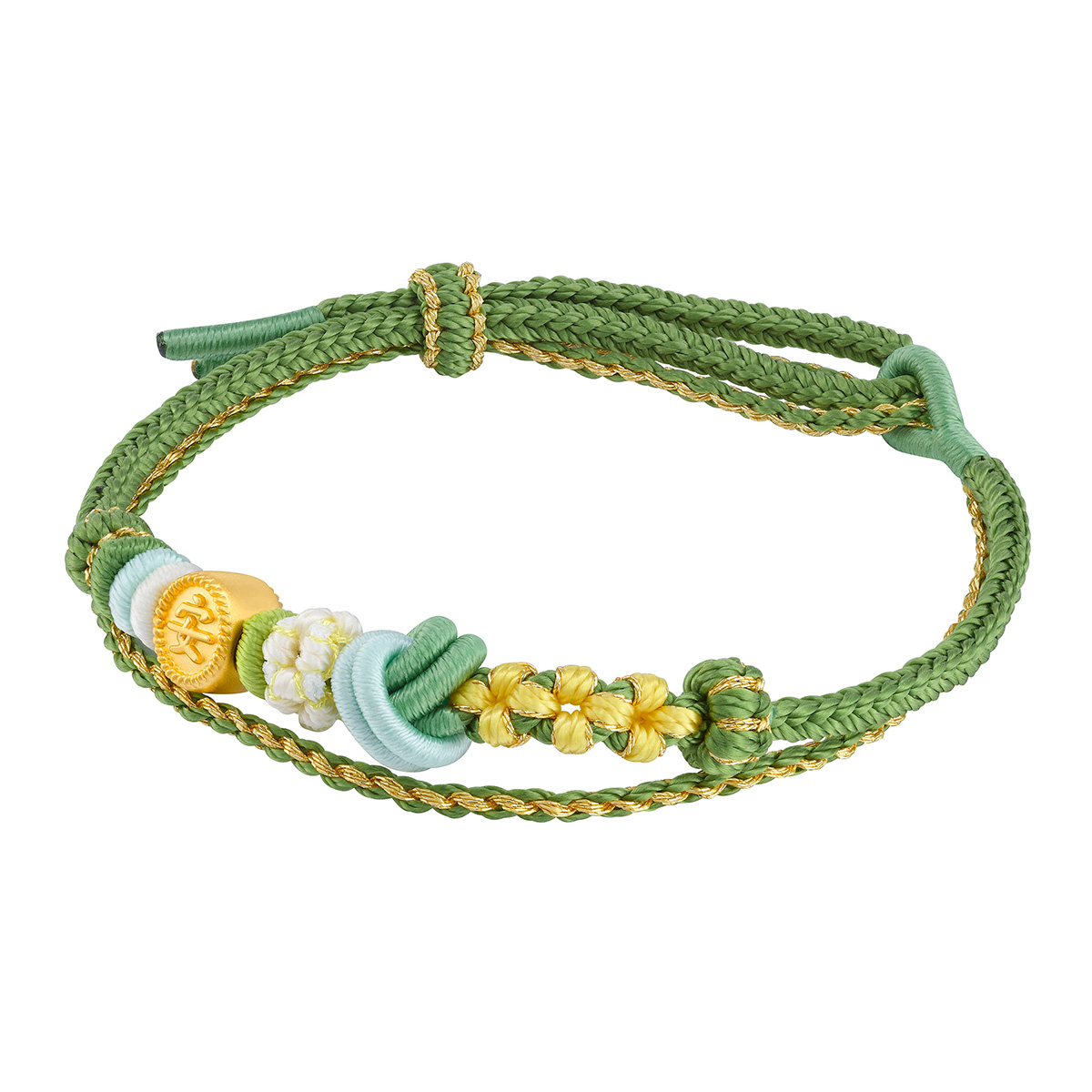 六福珠寶黃金串飾 - “安”999足金串飾連手繩