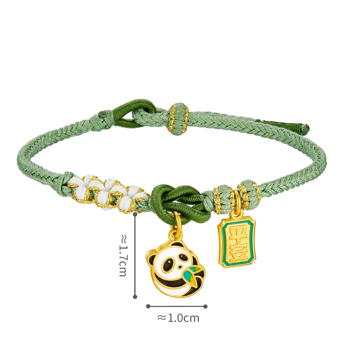 六福珠寶黃金串飾 - "平安熊貓(竹葉)"999.9黃金串飾配手繩
