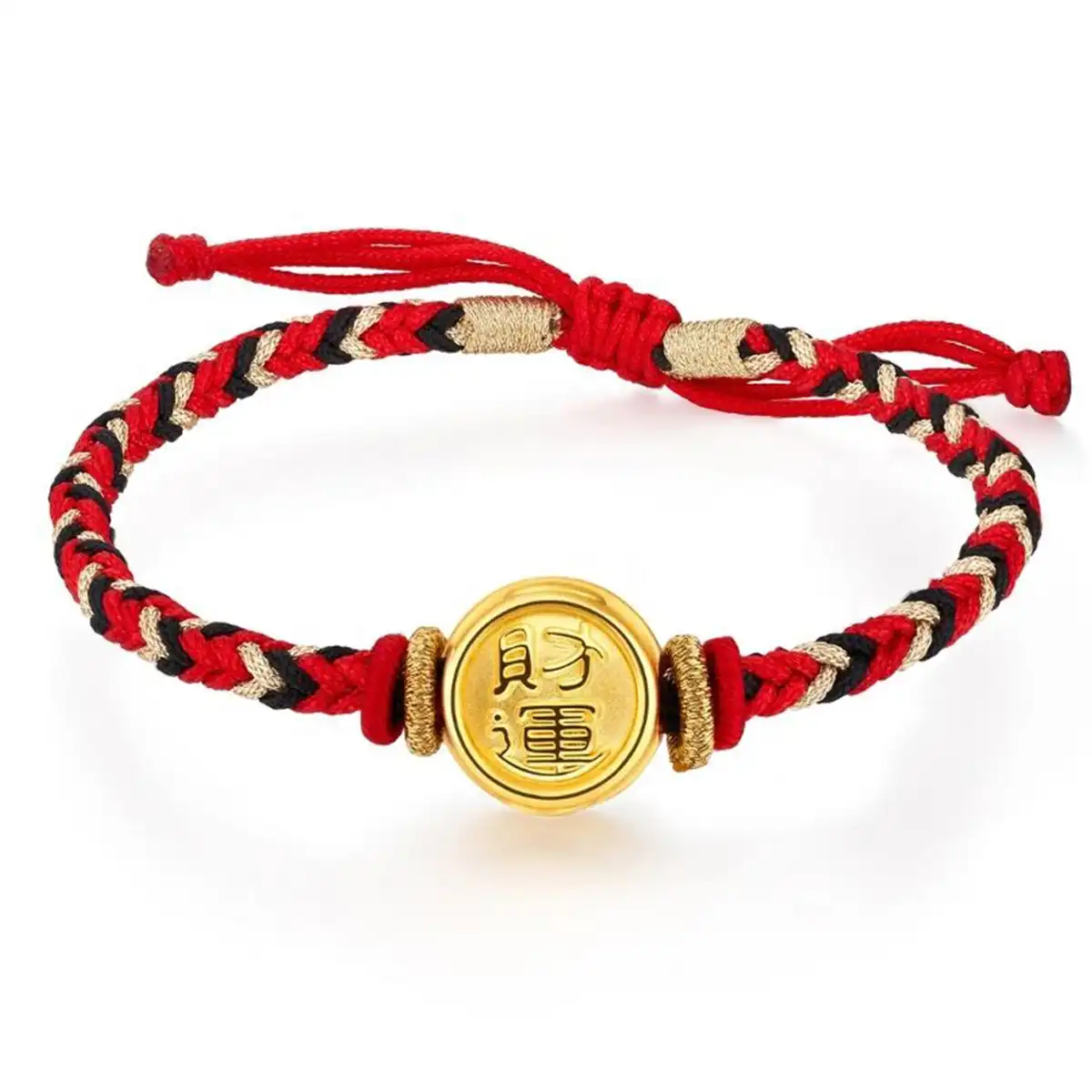 六福珠寶黃金串飾 - “財圓滾滾”好運999足金手繩(男裝)