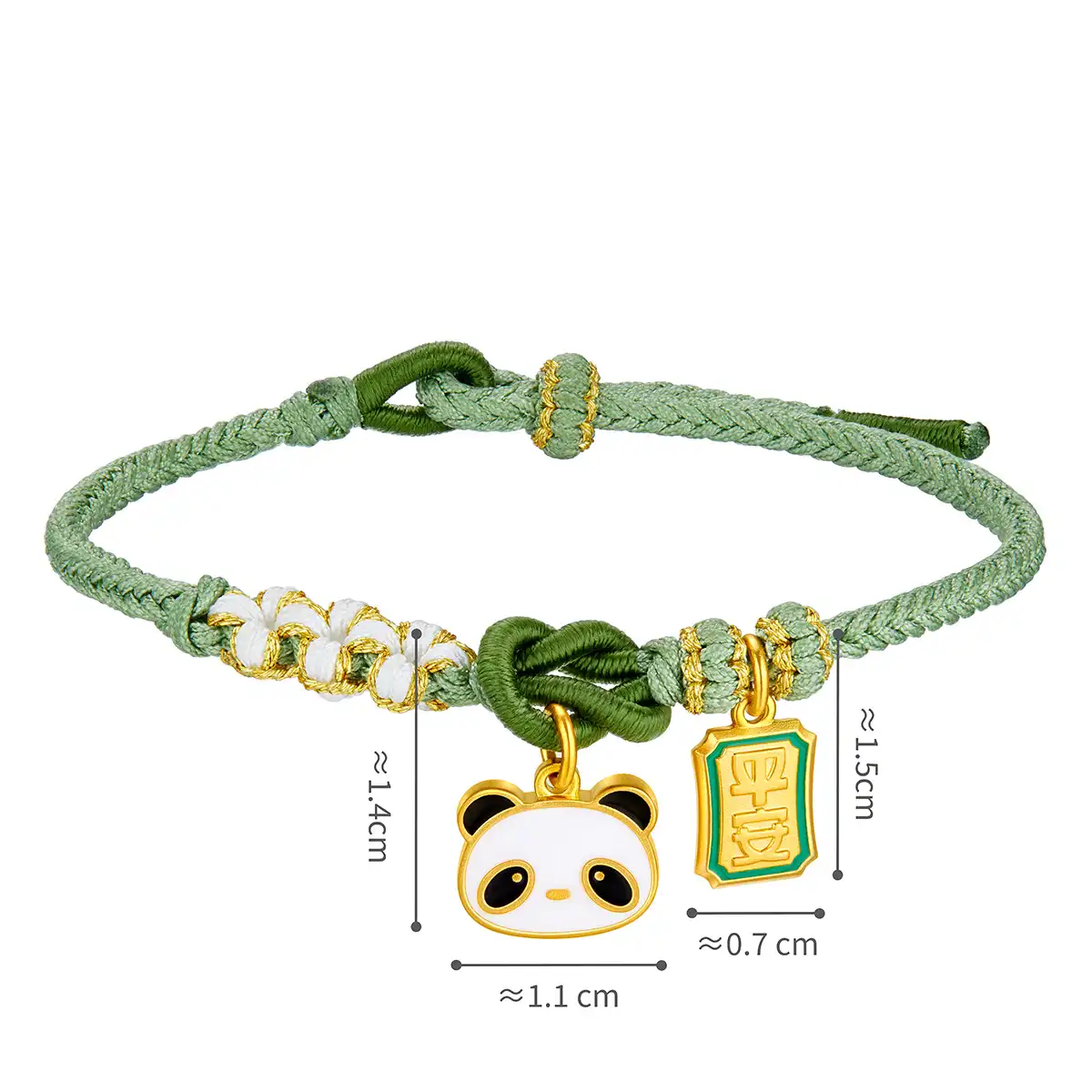 六福珠寶黃金串飾 - "平安熊貓(大頭)"999.9黃金串飾連手繩