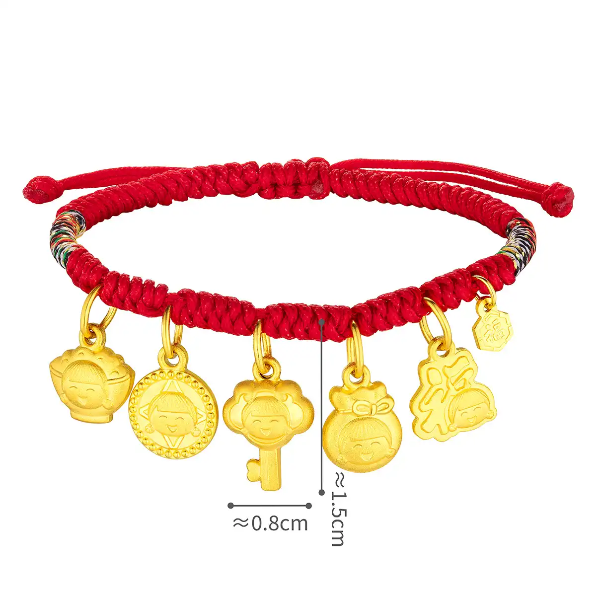 六福珠宝黄金串饰 - "婷婷「吉祥百宝」"999.9黄金串饰连手绳