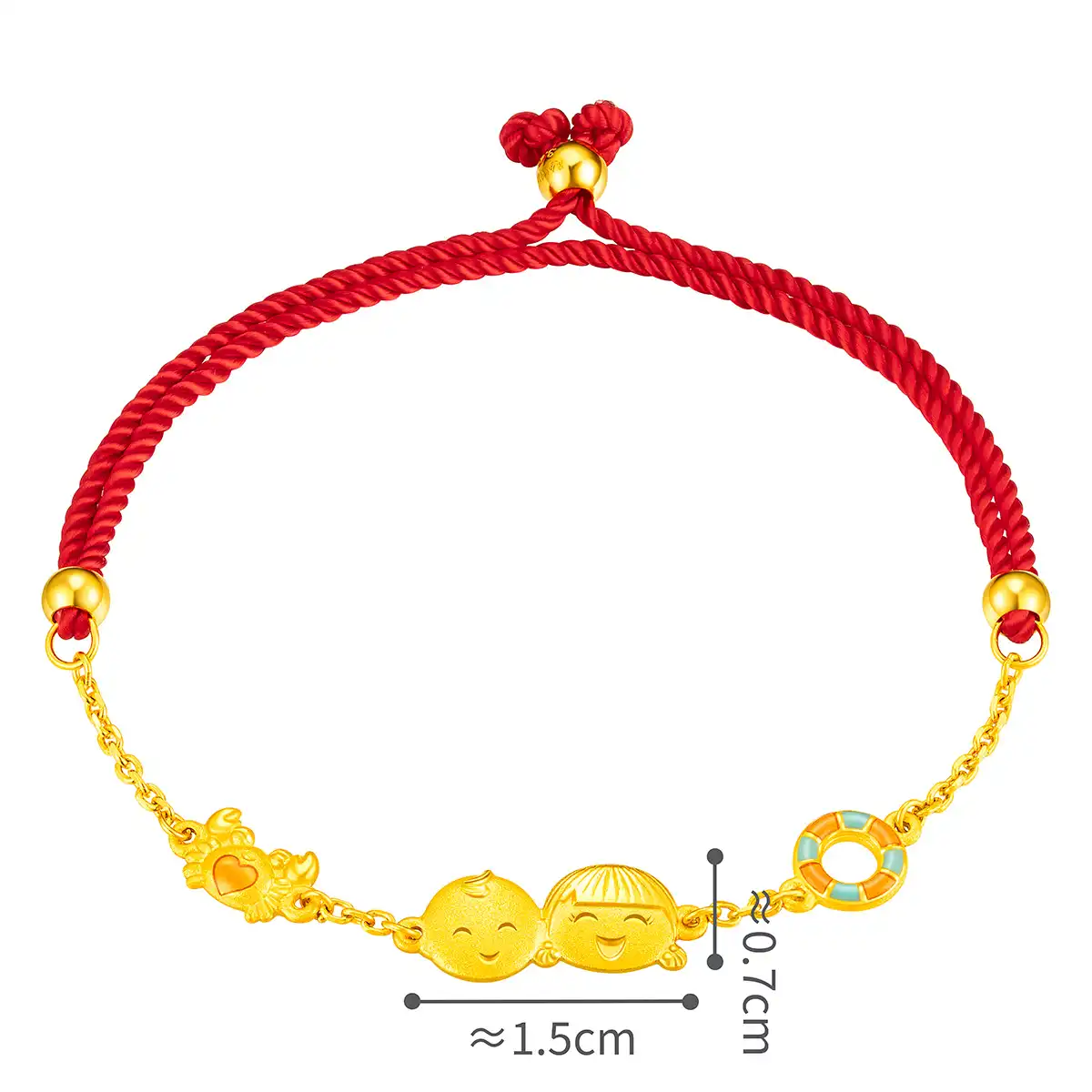 六福珠宝黄金串饰 - "婷婷与嘉嘉快乐沙滩"999.9黄金珐瑯宝宝手绳