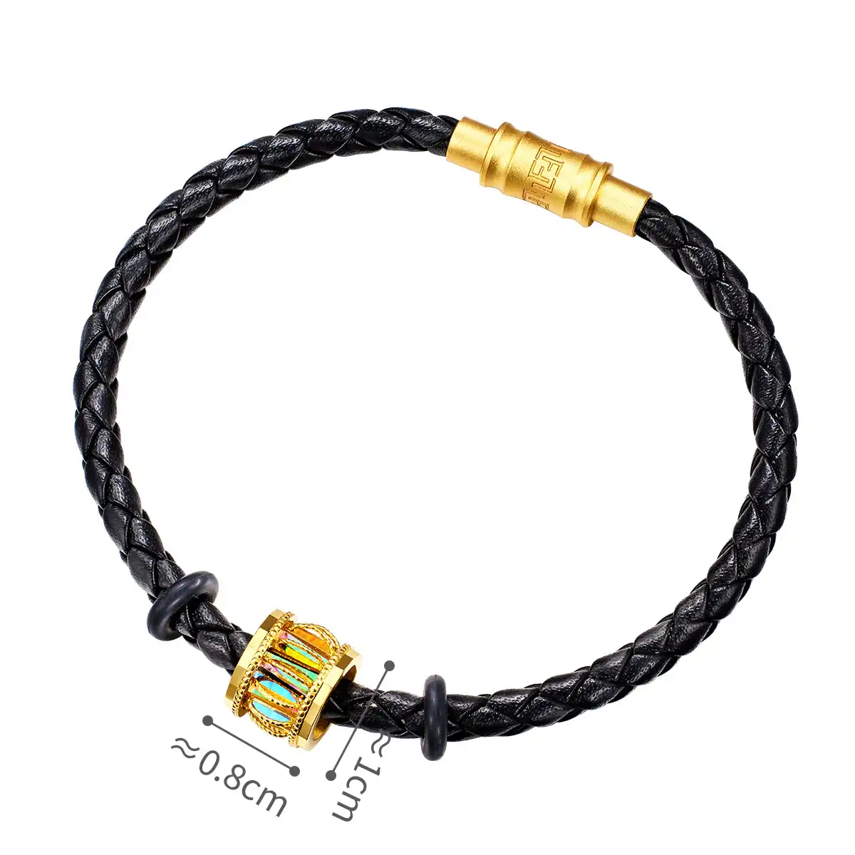 六福珠宝黄金串饰 - "冰‧钻光圈"999足金串饰连手绳(男款)