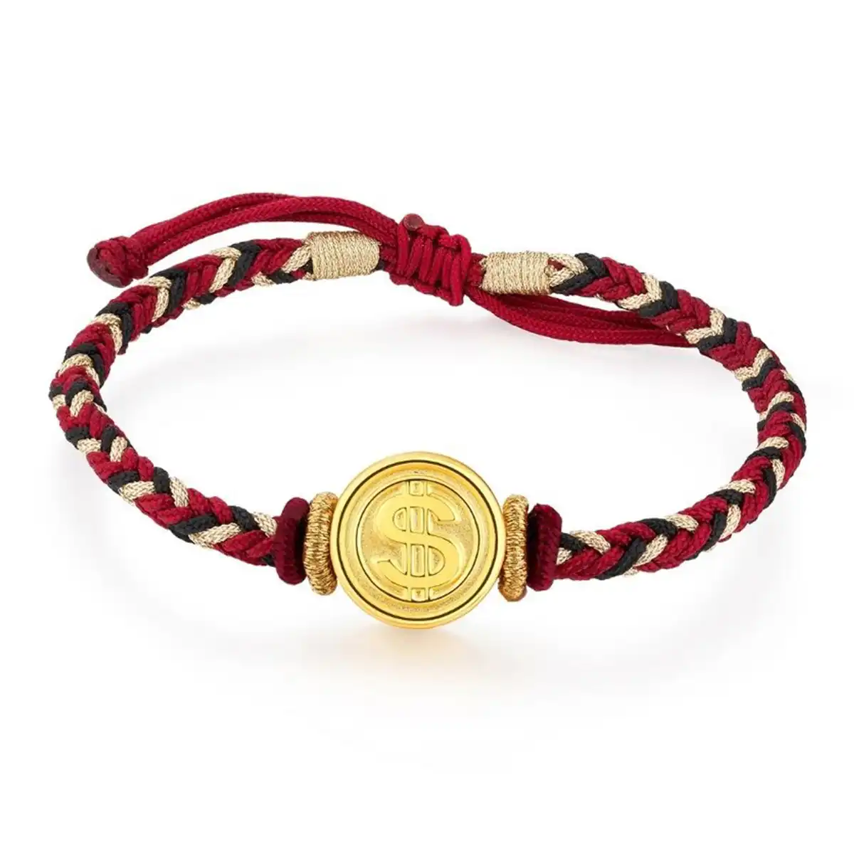 六福珠寶黃金串飾 - “財圓滾滾”好運999足金手繩(男裝)