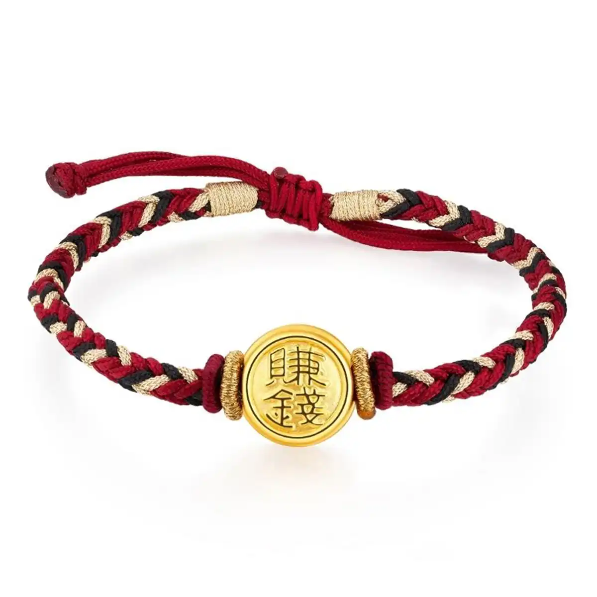 六福珠寶黃金串飾 - “財圓滾滾”好運999足金手繩(男裝)