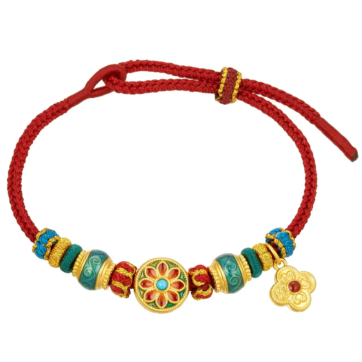 $t('六福珠寶')黃金串飾 - "團花繁彩"999足金串飾連手繩