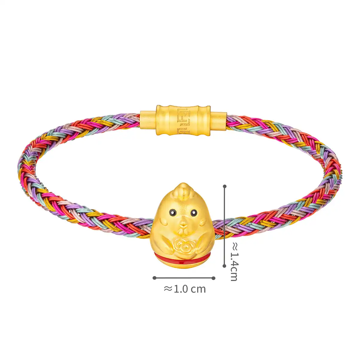 六福珠寶黃金串飾 - "不倒一族"十二生肖999足金串飾連手繩-"聚寶雞"(硬金工藝)