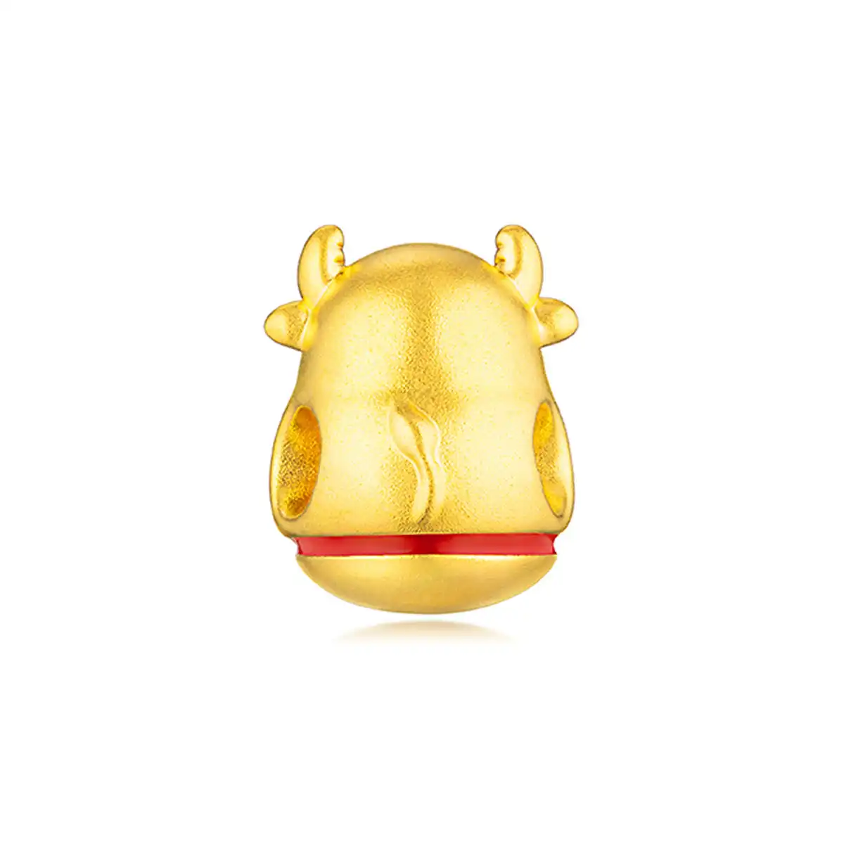 六福珠寶黃金串飾 - “不倒一族”十二生肖999足金串飾連手繩-"財富牛"(硬金工藝)