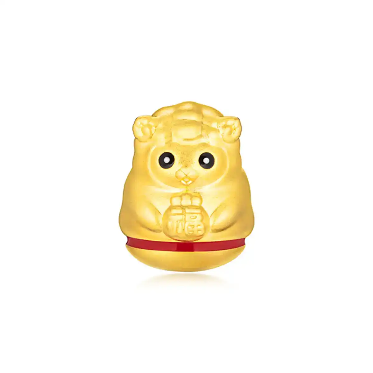 $t('六福珠寶')黃金串飾 - "不倒一族"十二生肖999足金串飾連手繩-"福運羊"(硬金工藝)