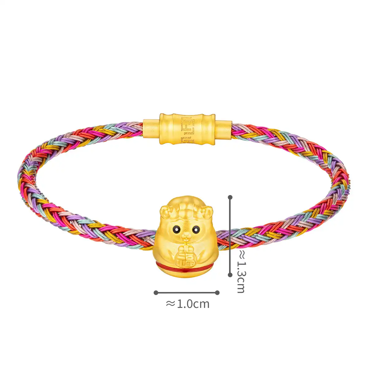 六福珠寶黃金串飾 - "不倒一族"十二生肖999足金串飾連手繩-"福運羊"(硬金工藝)