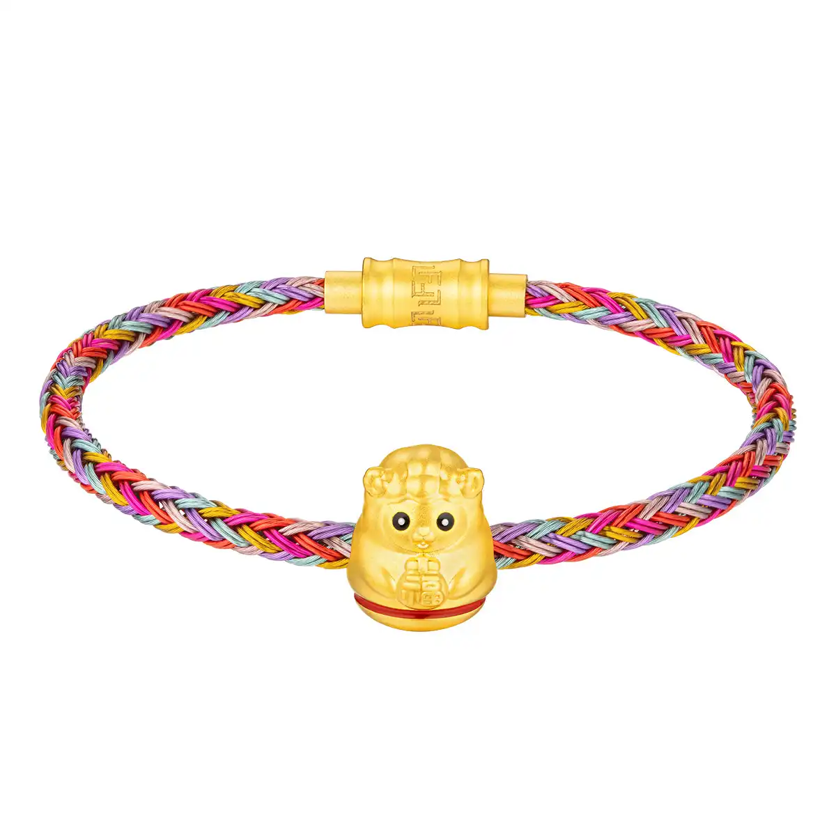 六福珠寶黃金串飾 - "不倒一族"十二生肖999足金串飾連手繩-"福運羊"(硬金工藝)