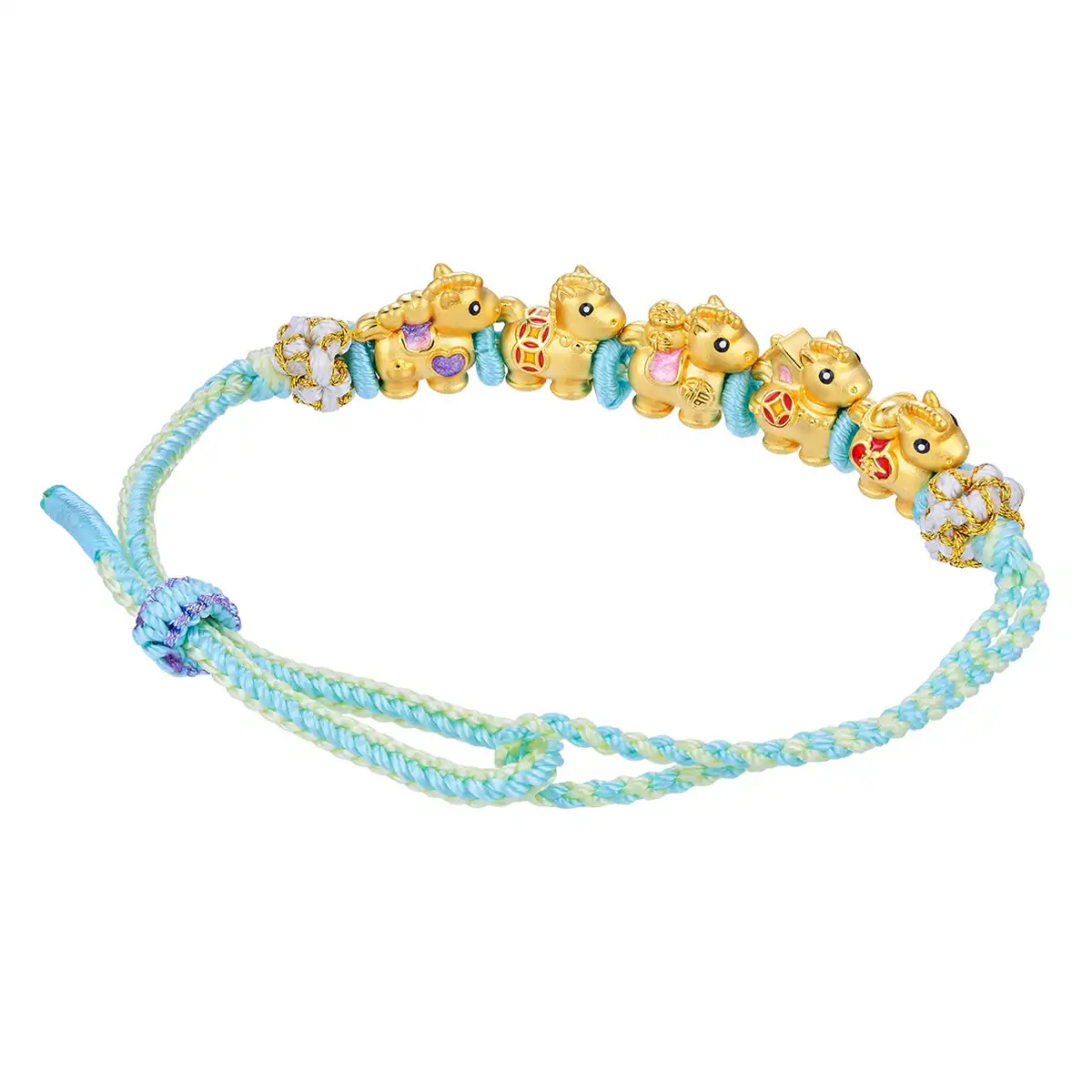 六福珠寶黃金串飾 - "馬上就有"999足金串飾連手繩