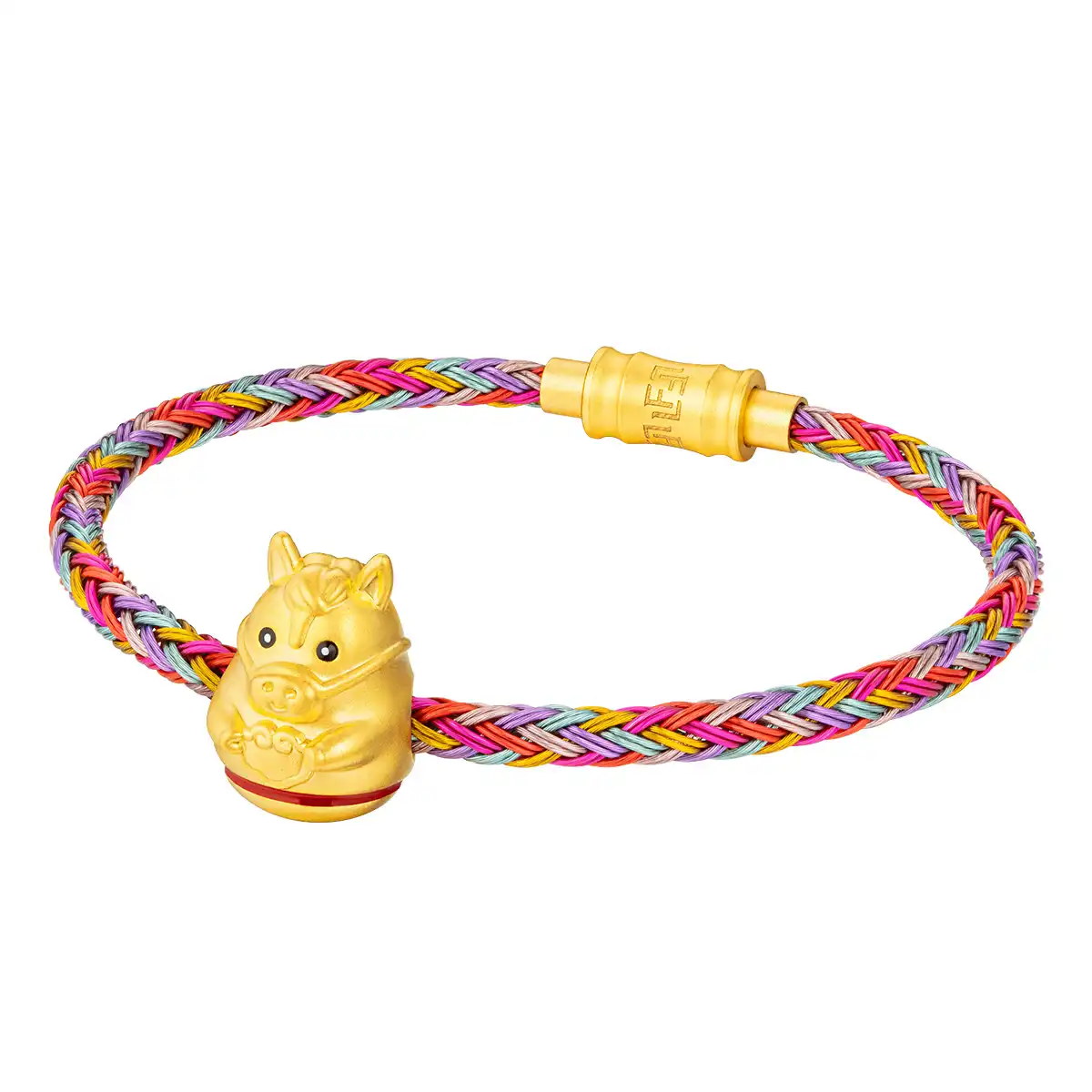 六福珠寶黃金串飾 - "不倒一族"十二生肖999足金串飾連手繩-"如意馬"(硬金工藝)