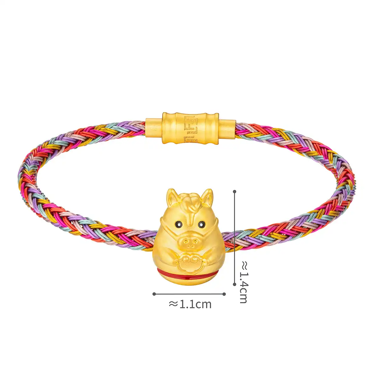 六福珠寶黃金串飾 - "不倒一族"十二生肖999足金串飾連手繩-"如意馬"(硬金工藝)