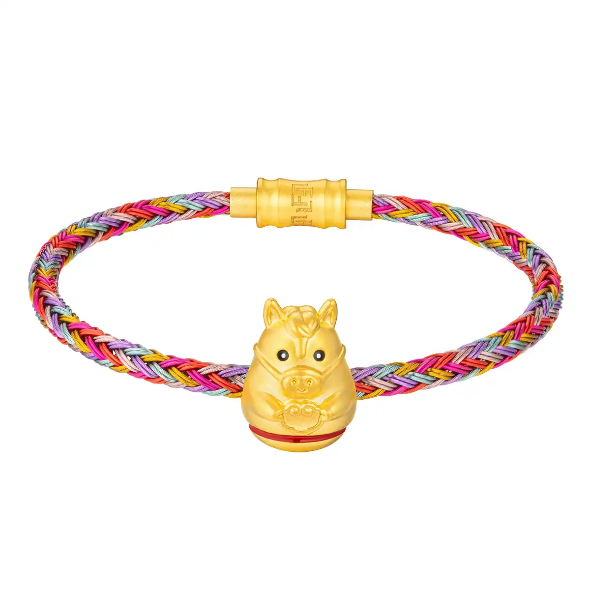 六福珠寶黃金串飾 - "不倒一族"十二生肖999足金串飾連手繩-"如意馬"(硬金工藝)