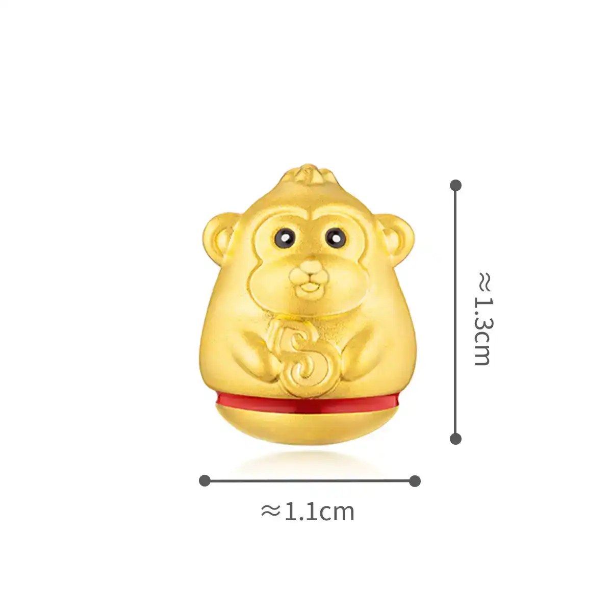 六福珠寶黃金串飾 - "不倒一族"十二生肖999足金串飾連手繩-"福祿猴"(硬金工藝)