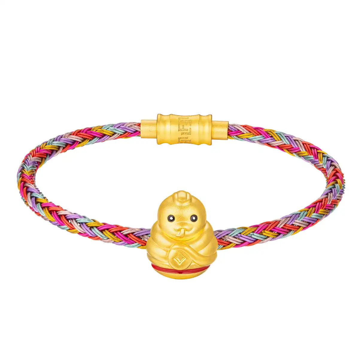 六福珠寶黄金串饰 - "不倒一族"十二生肖999足金串饰连手绳-"贵气蛇"(硬金工艺)