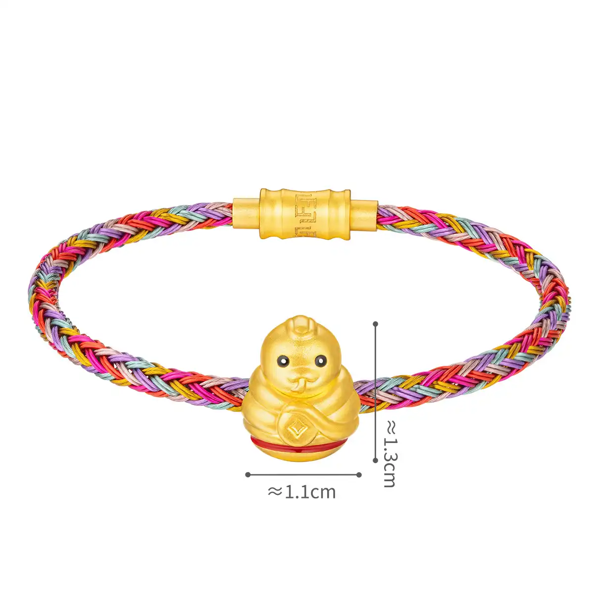 六福珠寶黄金串饰 - "不倒一族"十二生肖999足金串饰连手绳-"贵气蛇"(硬金工艺)