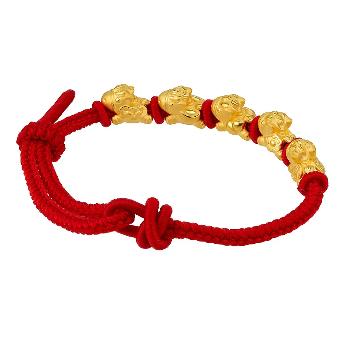 六福珠宝黄金串饰 - “五福马”999足金串饰连手绳