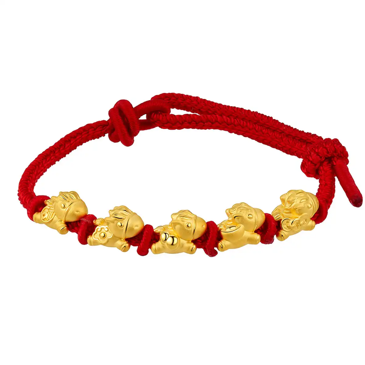 六福珠寶黃金串飾 - “五福馬”999足金串飾連手繩