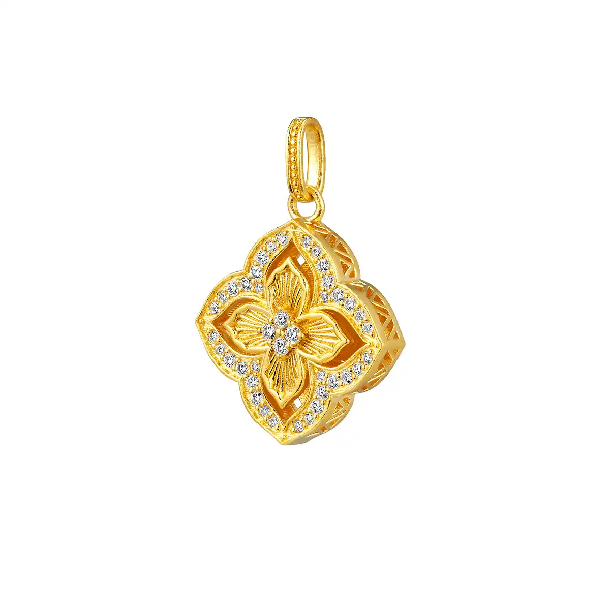 六福珠寶黃金吊墜 - "萬事順遂"999.9黃金鑽石吊墜