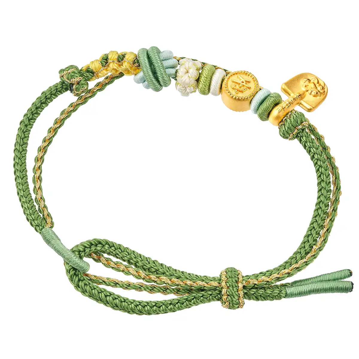 六福珠寶黃金串飾 - “金鏟平安”999足金串飾連手繩