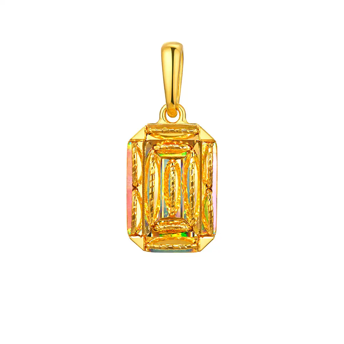 六福珠寶黃金吊墜 - "冰·鑽方糖"999足金吊墜